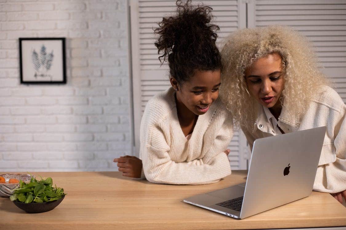 a student attending her online class