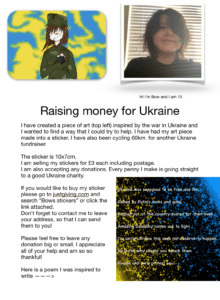 Cambridge Home School student Bow Burnham raises funds for Ukraine