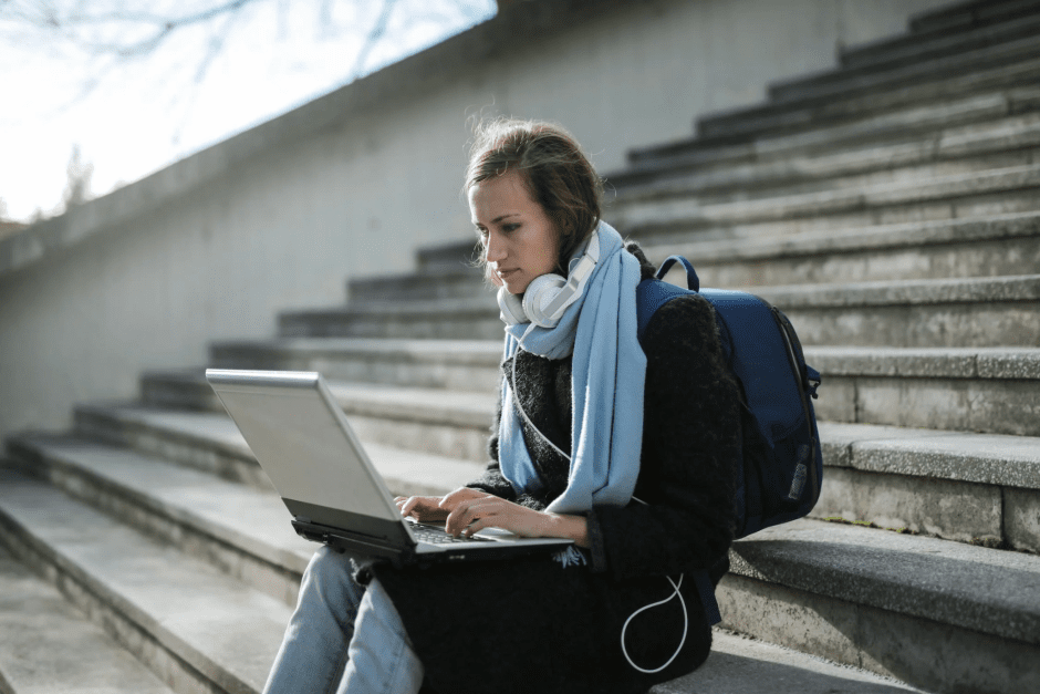 A student taking an online class 