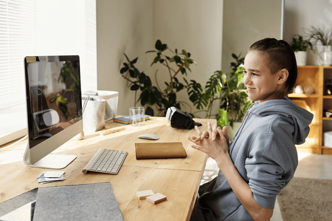 a child watching catch-up lessons