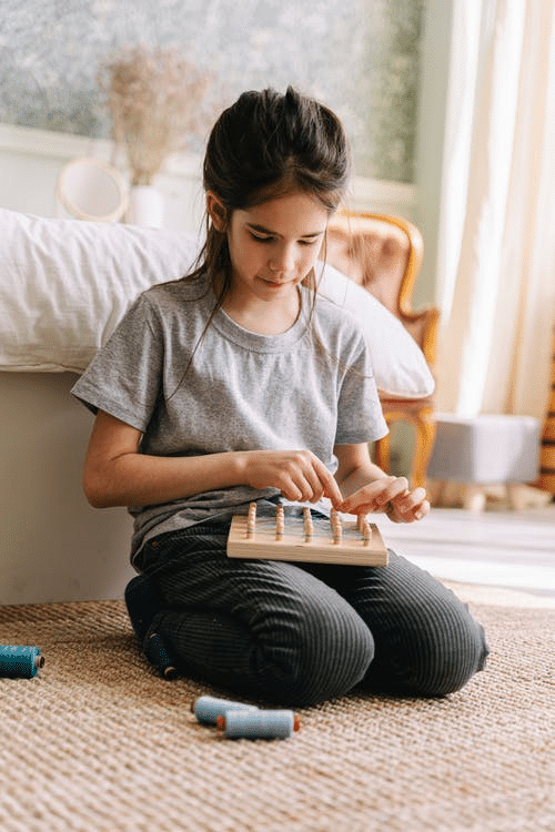 a child playing a skill building game