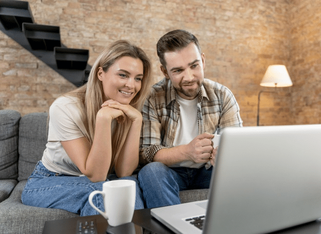 a couple consulting their friends for advice on reputable online schools