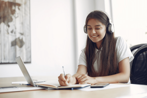 a student attending an online class in the Middle East