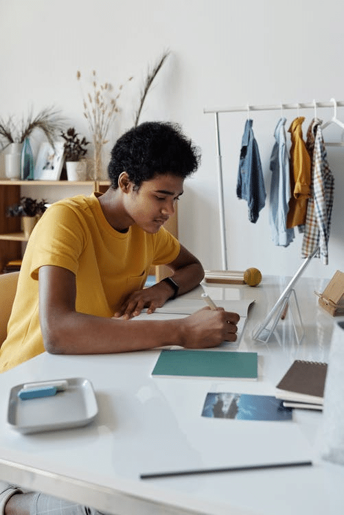 a student revising for his exams