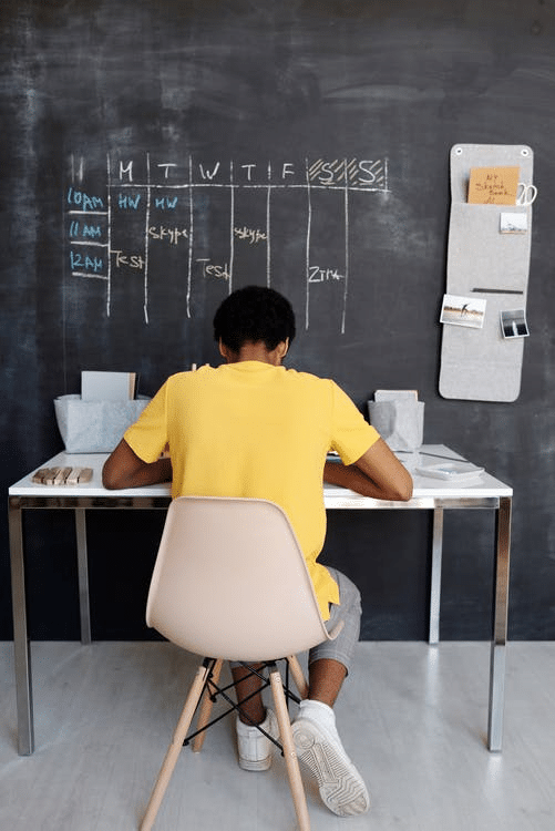 a student creating a schedule