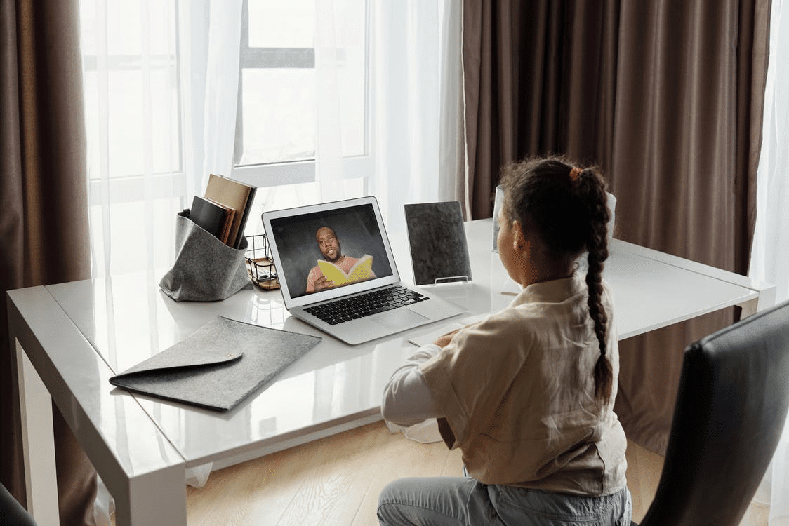 a child attending online school in South Korea