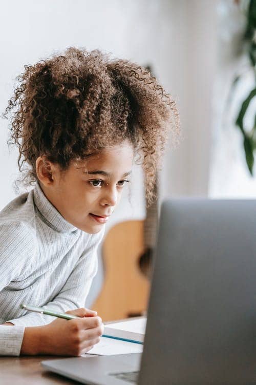 a child attending online school