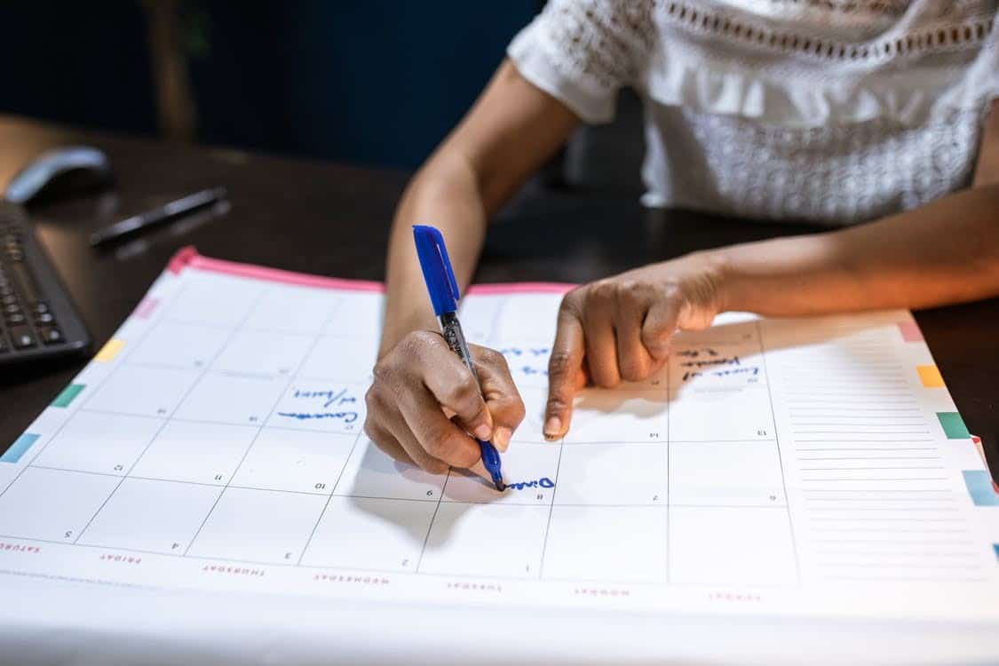 a student creating a schedule