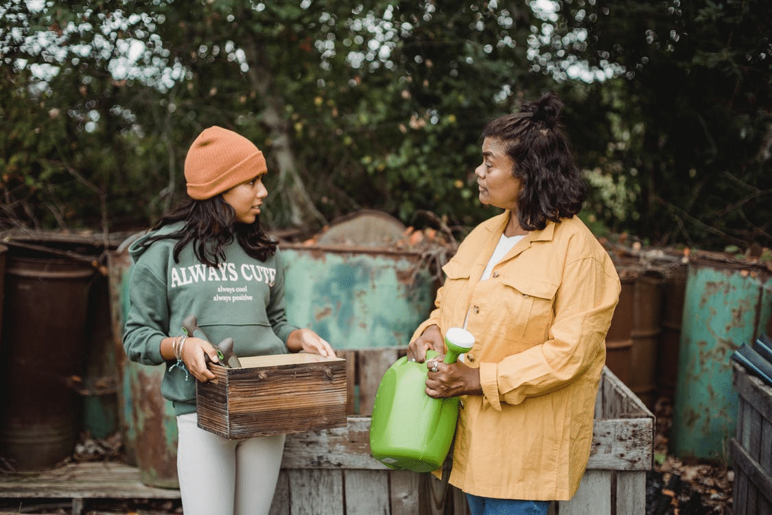 mother daughter gardening talking mother daughter gardening talking