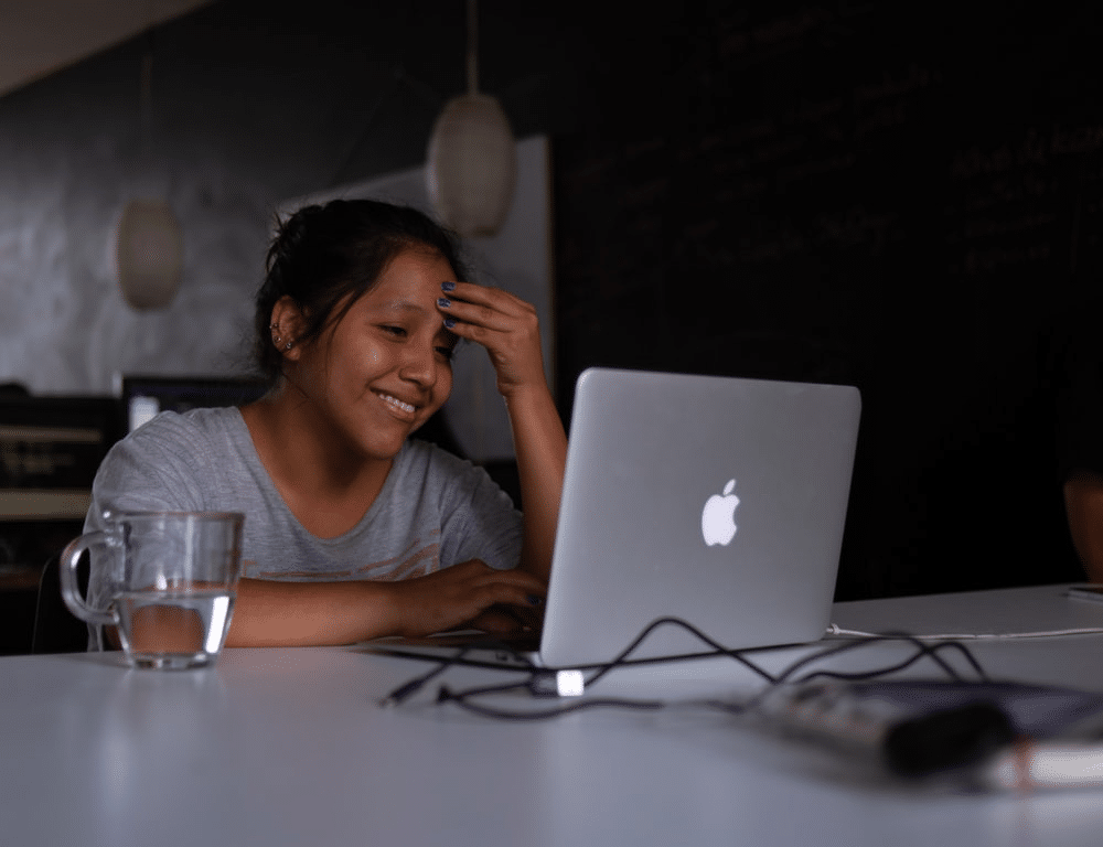 a student attending an online class in New Delhi