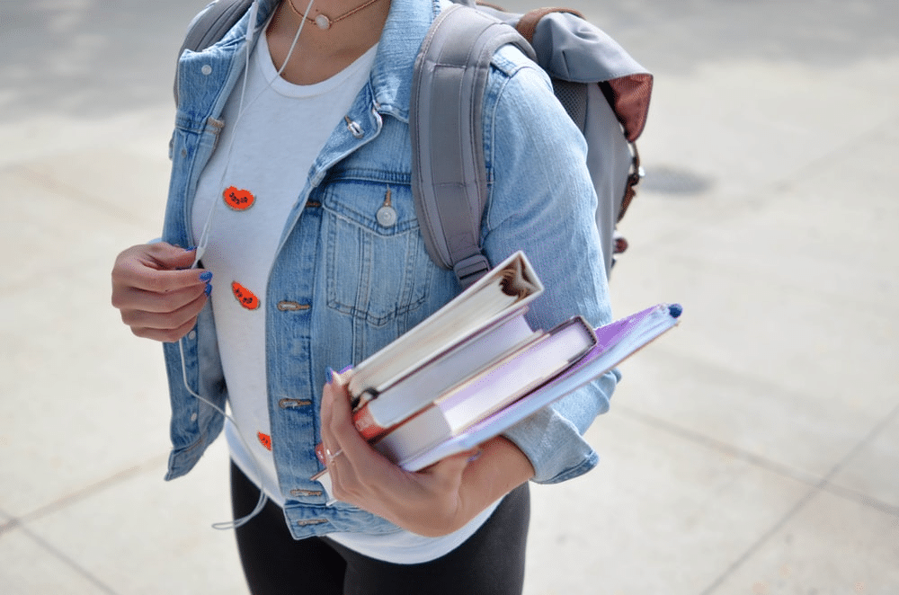 student school A Level books backpack